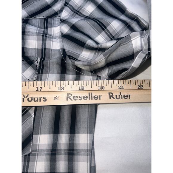 Wrangler Western Shirt Mens Size S Black White Plaid Snap Buttons Retro Cowboy - Picture 6 of 11
